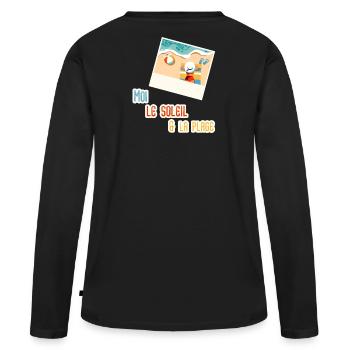 Moi Soleil et la Plage - T-shirt manches longues Premium bio Femme - noir - Dos - Julia (174cm)
