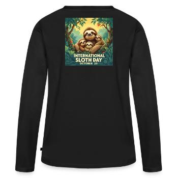 Journée internationale de la paresse en famille - T-shirt manches longues Premium bio Femme - noir - Dos - Julia (174cm)
