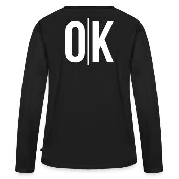 Effacer OK Typo sur Noir - T-shirt manches longues Premium bio Femme - noir - Dos - Julia (174cm)