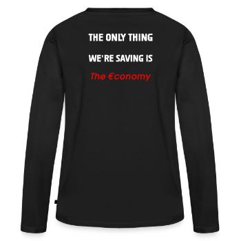 Rettung der Wirtschaft - Frauen Premium Bio Langarmshirt - Schwarz - Hinten - Julia (174cm)