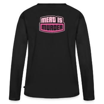 vegan statement - Women's Premium Organic Long Sleeve Shirt - black - Back - Julia (174cm)