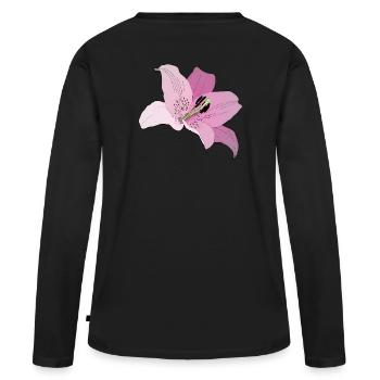 Orchidée rose - T-shirt manches longues Premium bio Femme - noir - Dos - Julia (174cm)