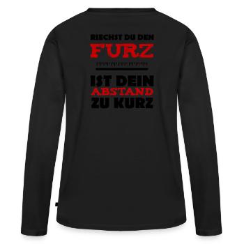 Furz Corona Abstand lustiger Spruch - Frauen Premium Bio Langarmshirt - Schwarz - Hinten - Julia (174cm)
