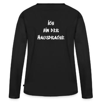 Hausdrache - Frauen Premium Bio Langarmshirt - Schwarz - Hinten - Julia (174cm)