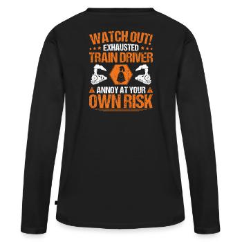 Train driver Locomotive driver Locomotive driver - Women's Premium Organic Long Sleeve Shirt - black - Back - Julia (174cm)