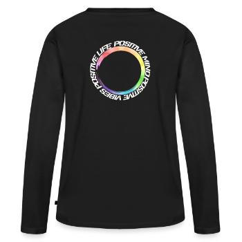 esprit positif - ondes positives - vie positive - T-shirt manches longues Premium bio Femme - noir - Dos - Julia (174cm)