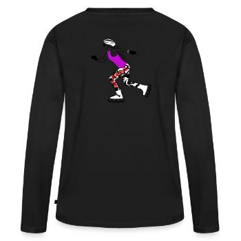 Inline Skate - Frauen Premium Bio Langarmshirt - Schwarz - Hinten - Julia (174cm)