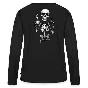 Coffee & Chill – Style squelette - T-shirt manches longues Premium bio Femme - noir - Dos - Julia (174cm)