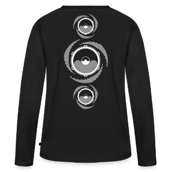 Spirale Son Haut-parleur basse - T-shirt manches longues Premium bio Femme - noir - Dos - Julia (174cm)