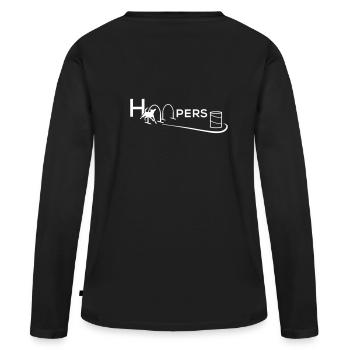 Hoopers Agility Hundesport Nr 8 - Frauen Premium Bio Langarmshirt - Schwarz - Hinten - Julia (174cm)