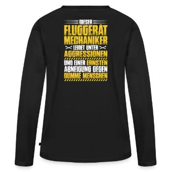 Fluggerätmechaniker Flugzeugmechaniker - Frauen Premium Bio Langarmshirt - Schwarz - Hinten - Julia (174cm)