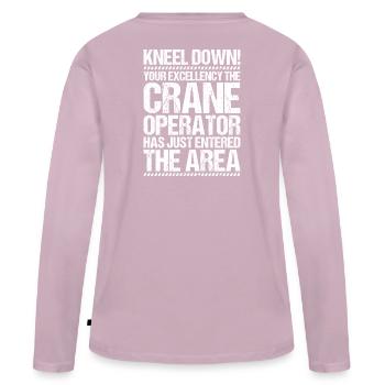 Kranführer Kranfahrer Kran Crane Operator - Frauen Premium Bio Langarmshirt - Altrosa - Hinten - Julia (174cm)