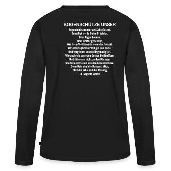 Bogenschießen Bogenschütze Unser Gebet Geschenk - Frauen Premium Bio Langarmshirt - Schwarz - Hinten - Julia (174cm)