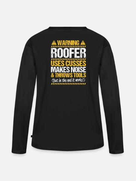 Dachdecker Dachdeckerei Dachklempner Roofer - Frauen Premium Bio Langarmshirt - Schwarz
