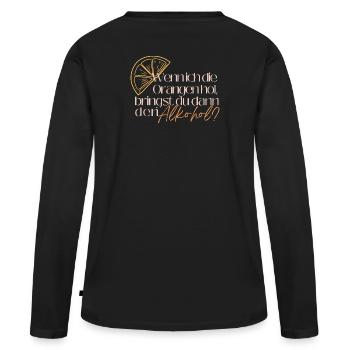 Teamwork-Trinken - Frauen Premium Bio Langarmshirt - Schwarz - Hinten - Julia (174cm)