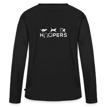 Hoopers ohne Querstrebe Hundesport Nr 6 - Frauen Premium Bio Langarmshirt - Schwarz - Hinten - Julia (174cm)