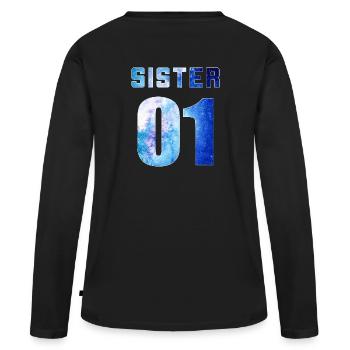 sister 01 sister 02 sister 03 Galaxy style - Frauen Premium Bio Langarmshirt - Schwarz - Hinten - Julia (174cm)