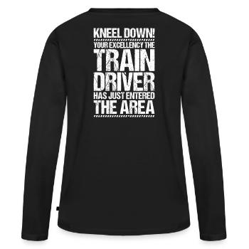 Train driver Locomotive driver Locomotive driver - Women's Premium Organic Long Sleeve Shirt - black - Back - Julia (174cm)