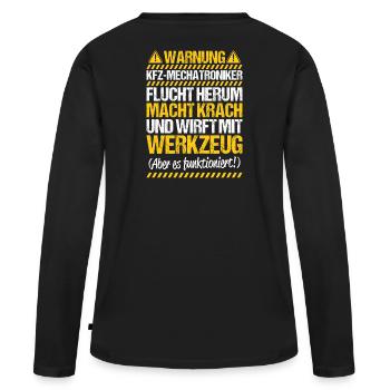 Mécatronique automobile Mécatronique automobile - T-shirt manches longues Premium bio Femme - noir - Dos - Julia (174cm)