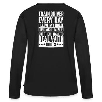 Train driver Locomotive driver Locomotive driver - Women's Premium Organic Long Sleeve Shirt - black - Back - Julia (174cm)