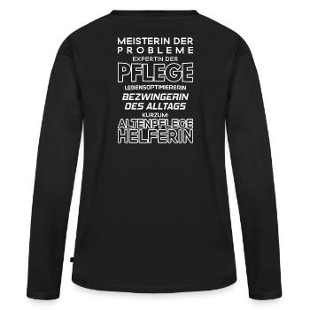 Altenpflegehelferin/Altenpflegehelfer/Altenpflege - Frauen Premium Bio Langarmshirt - Schwarz - Hinten - Julia (174cm)