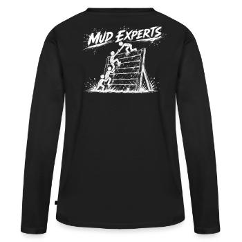 Maîtres de boue / Experts - Mur d’obstacles - T-shirt manches longues Premium bio Femme - noir - Dos - Julia (174cm)