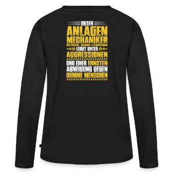 Anlagenmechaniker/Klempner/Sanitär/Klimatechnik - Frauen Premium Bio Langarmshirt - Schwarz - Hinten - Julia (174cm)