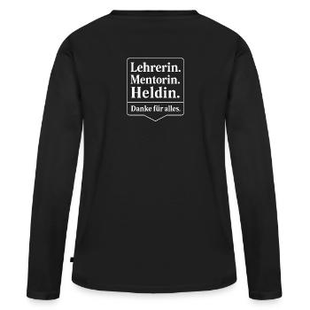 Cadeau de l’enseignant Adieu et remerciements - T-shirt manches longues Premium bio Femme - noir - Dos - Julia (174cm)