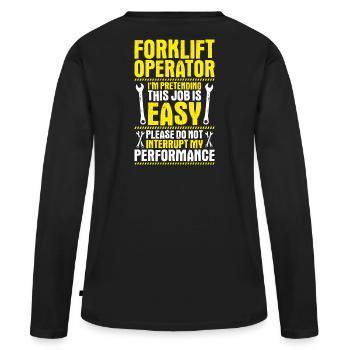 Staplerfahrer Gabelstaplerfahrer Forklift Operator - Frauen Premium Bio Langarmshirt - Schwarz - Hinten - Julia (174cm)
