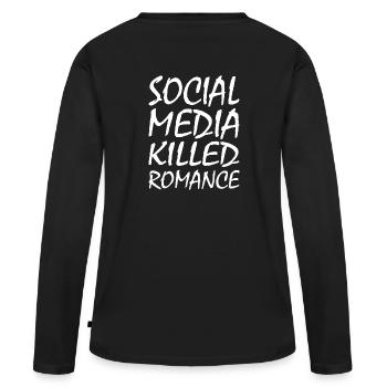 social media killed romance - Frauen Premium Bio Langarmshirt - Schwarz - Hinten - Julia (174cm)