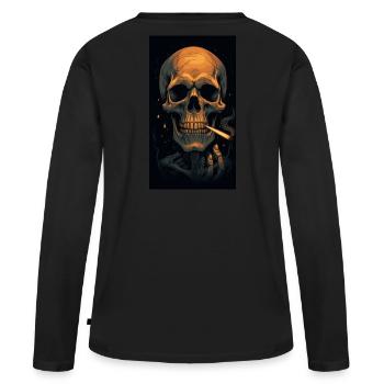 Fumer jusqu’à ma mort - T-shirt manches longues Premium bio Femme - noir - Dos - Julia (174cm)