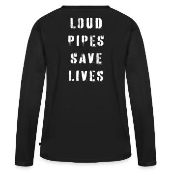 Les tuyaux bruyants sauvent des vies - T-shirt manches longues Premium bio Femme - noir - Dos - Julia (174cm)