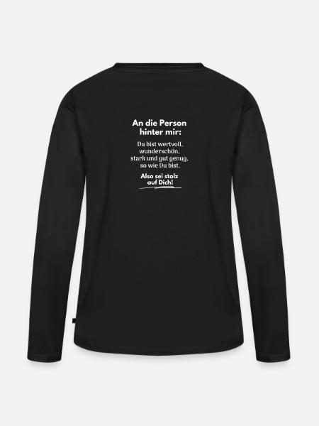 Du bist gut genug! - Frauen Premium Bio Langarmshirt - Schwarz