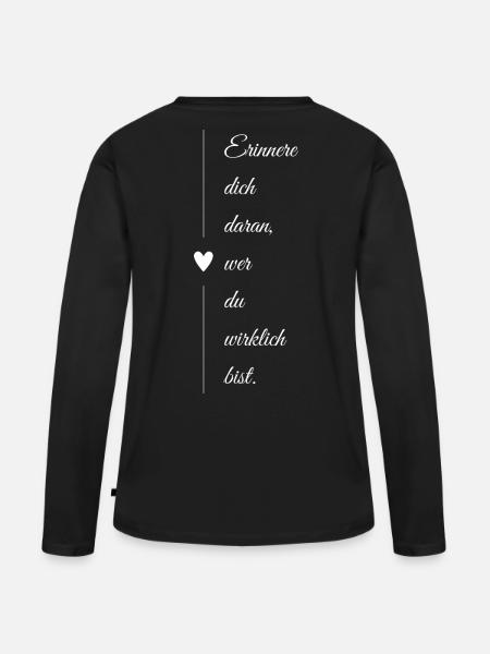 Wer bist du? - Frauen Premium Bio Langarmshirt - Schwarz