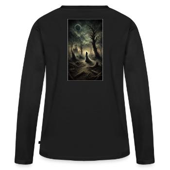 Mysterious woman in an abandoned forest - Women's Premium Organic Long Sleeve Shirt - black - Back - Julia (174cm)