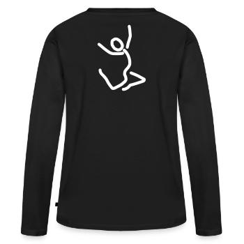 iYpsilon Freudensprung - Frauen Premium Bio Langarmshirt - Schwarz - Hinten - Julia (174cm)