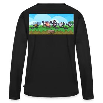 Bauern Gym Pixel-Show - Frauen Premium Bio Langarmshirt - Schwarz - Hinten - Julia (174cm)