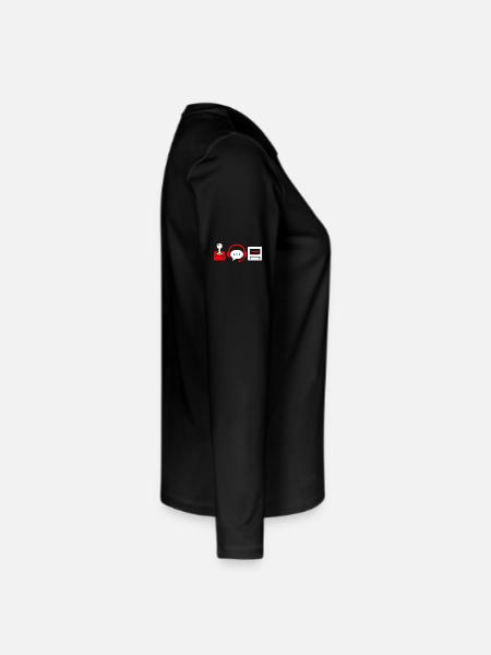 Retro-Controller, PC und Headset  - Frauen Premium Bio Langarmshirt - Schwarz