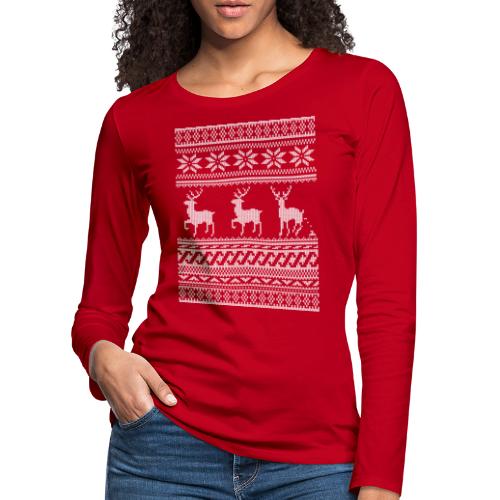 Ugly Christmas Sweater Rentier Muster (lustig) - Frauen Premium Langarmshirt