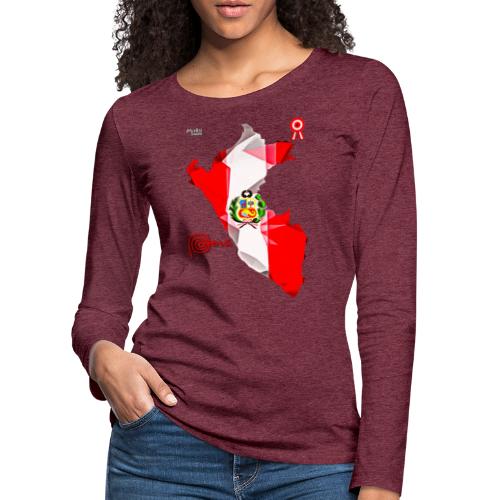 Mapa del Perú, Bandera y Escarapela - Camiseta de manga larga premium mujer