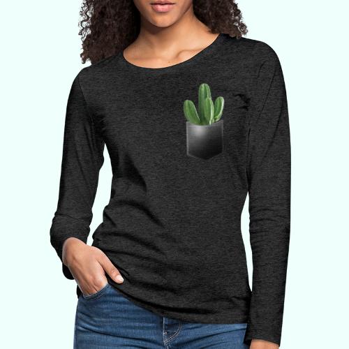 kieszeń kaktus - Koszulka damska Premium z długim rękawem