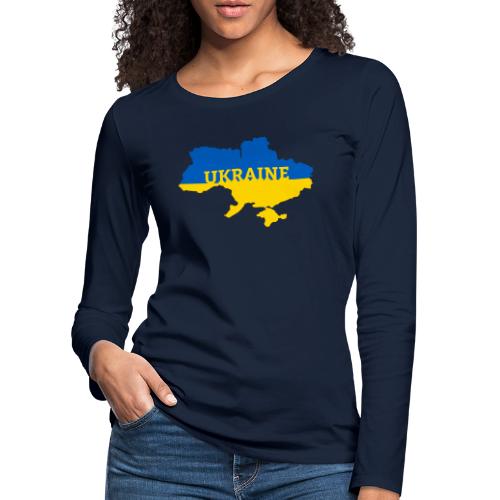 Ukraine Karte Blau Gelb Support & Solidarität - Frauen Premium Langarmshirt