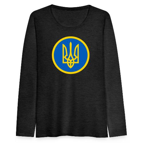 Ukraine Wappen Blau Gelb Rund Support Solidarität - Frauen Premium Langarmshirt