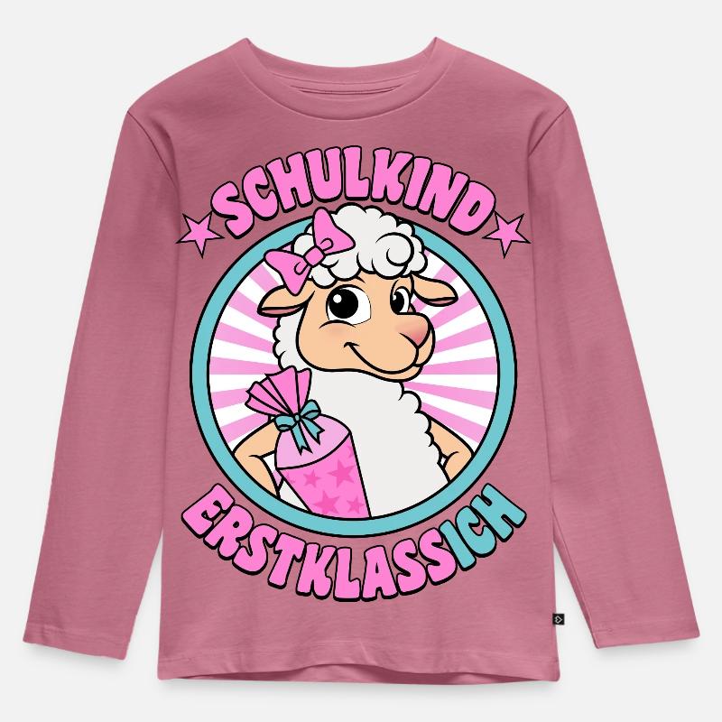 Schulkind Erstklassich Schäfchen Einschulung - Kinder Premium Bio Langarmshirt - Mauve