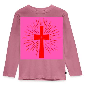 Kirche Christliches Kreuz - Christlicher Glaube - Kinder Premium Bio Langarmshirt - Mauve - Vorne - AI Model Kid Female (0cm)