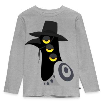 Dämonischer Vogel skeptisch - Kinder Premium Bio Langarmshirt - Grau meliert - Vorne - AI Model Kid Female (0cm)