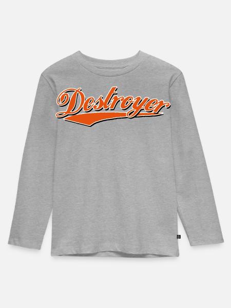 destroyer destroy zerstörer crash bandit - Kinder Premium Bio Langarmshirt - Grau meliert