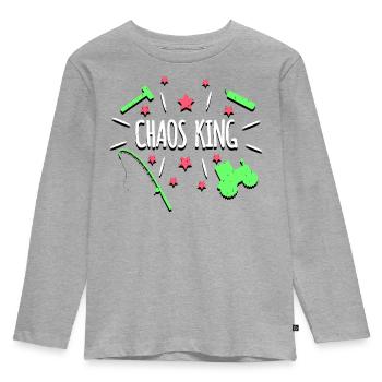 Chaos King - Kids' Premium Longsleeve Shirt - heather grey - Front - AI Model Kid Female (0cm)