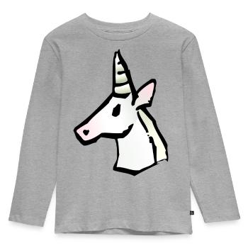 Einhorn - Kinder Premium Bio Langarmshirt - Grau meliert - Vorne - AI Model Kid Female (0cm)
