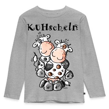 KUHschelnde Kühe - Kuh - Kinder Premium Bio Langarmshirt - Grau meliert - Vorne - AI Model Kid Female (0cm)